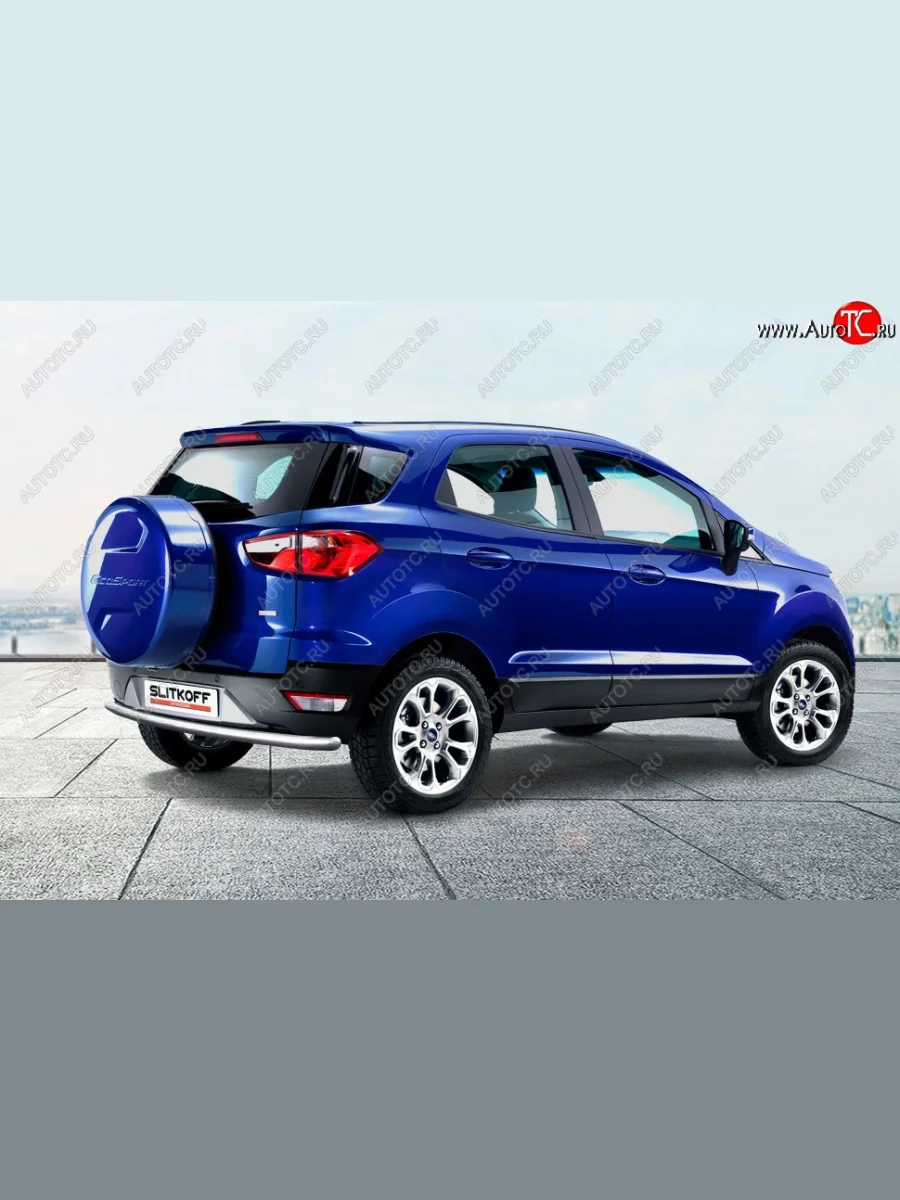 Защита заднего бампера Slitkoff (d57) Ford EcoSport B515 рестайлинг (2017-2019) (Нержавейка, Полированная)  в Керчи Республика Крым