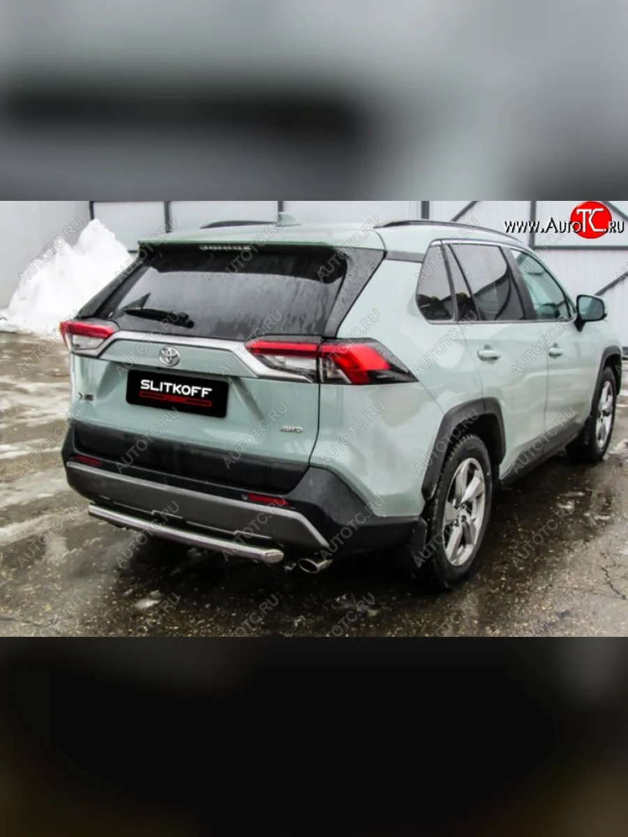 Защита заднего бампера Slitkoff (d57) Toyota RAV4 XA50 5 дв. дорестайлинг (2018-2025) (Нержавейка, Без окраски)  в Керчи Республика Крым