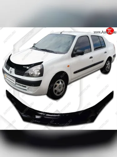 Дефлектор капота CA-Plastiс exclusive (Classic черный) Renault Symbol седан LB 2-ой рестайлинг (2006-2008)