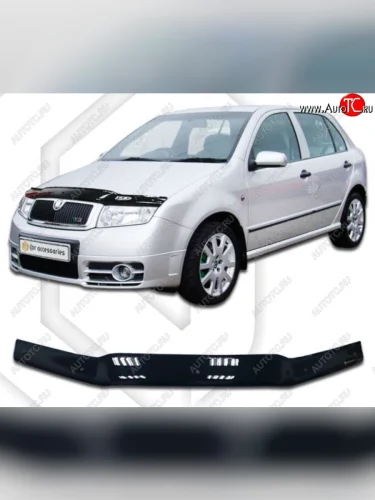 Дефлектор капота CA-Plastiс (Classic черный) Skoda Fabia Mk1 хэтчбек рестайлинг (2004-2008)
