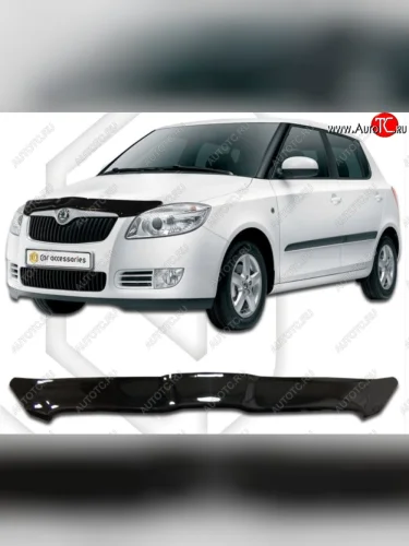 Дефлектор капота CA-Plastiс (Classic черный) Skoda Fabia Mk2 универсал рестайлинг (2010-2014)