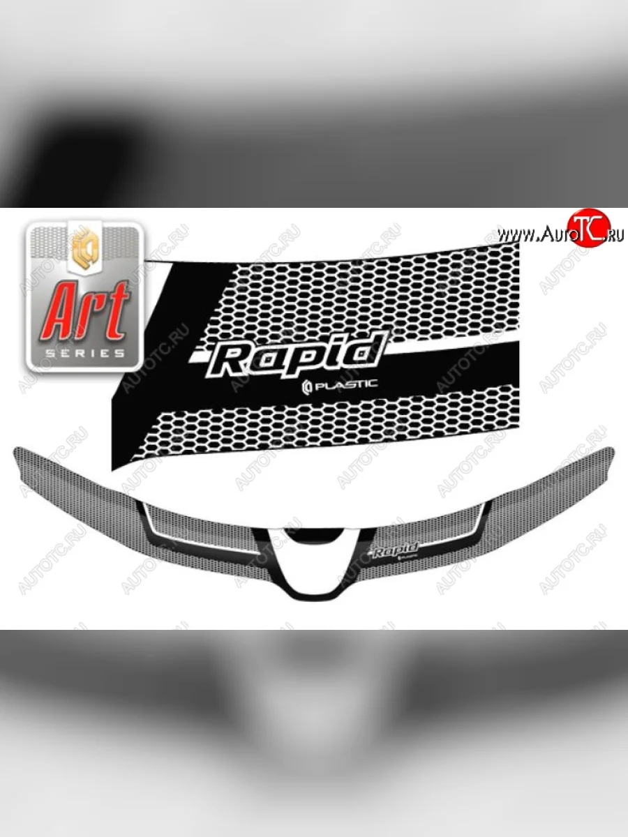 Дефлектор капота CA-Plastiс Skoda Rapid NH1 хэтчбэк дорестайлинг (2012-2017) (Серия Art черная)  в Самаре Самарской области