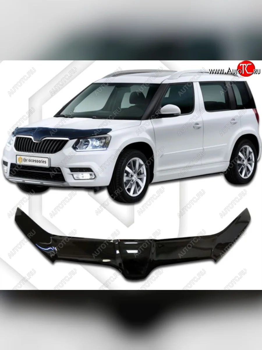 Дефлектор капота CA-Plastiс exclusive Skoda Yeti (2013-2018) (Classic черный, Без надписи)  в Самаре Самарской области