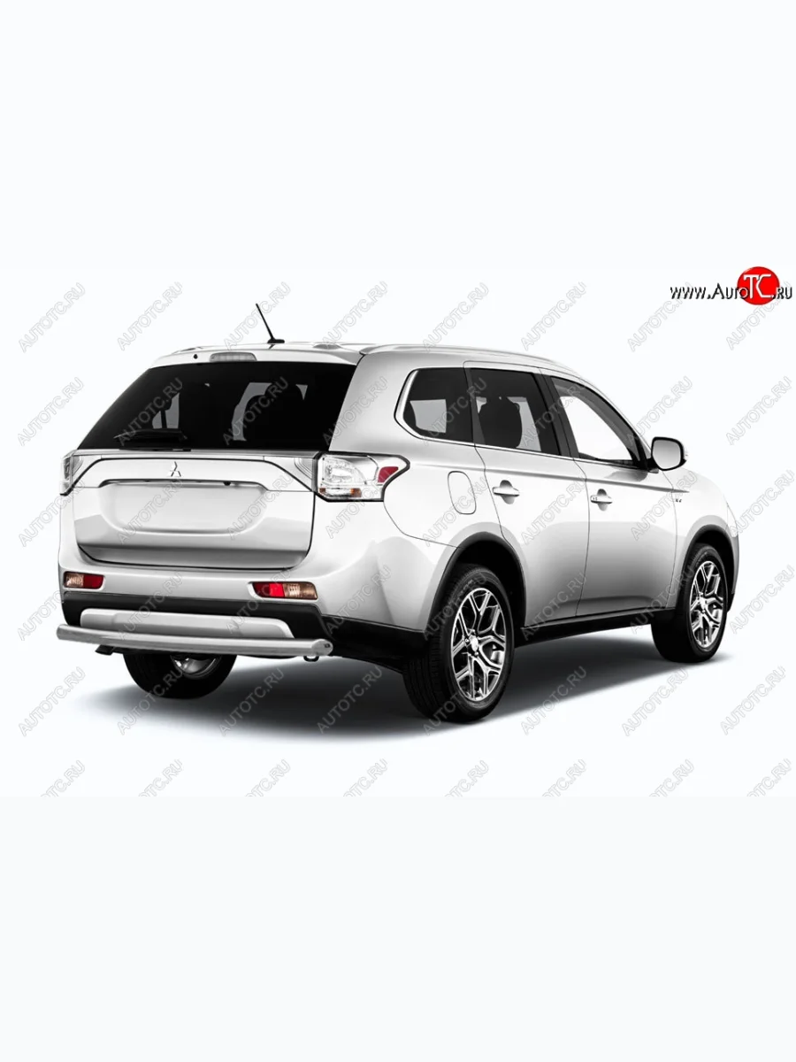 Защита заднего бампера Slitkoff (короткая, d57) Mitsubishi Outlander GF 2-ой рестайлинг (2015-2018) (Нержавейка, Полированная)  в Самаре Самарской области