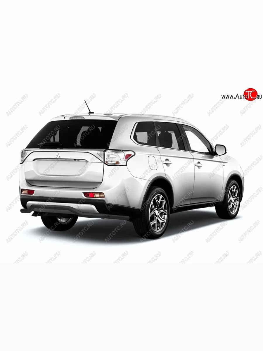 Защита заднего бампера Slitkoff (волна длинная, d57) Mitsubishi Outlander GF 2-ой рестайлинг (2015-2018) (Сталь с полимерным покрытием. Цвет: чёрный)  в Самаре Самарской области