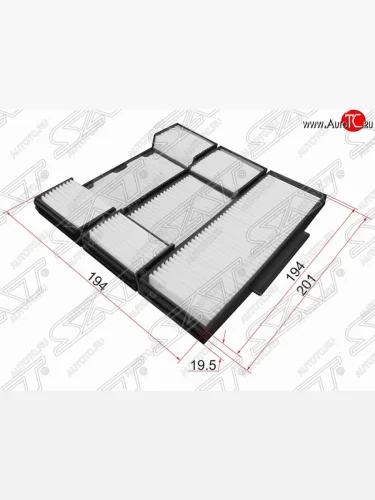 Фильтр салонный (жёсткий каркас) SAT (201х194х19.5) Toyota Corolla ( E100,  E110) - Sprinter  E110