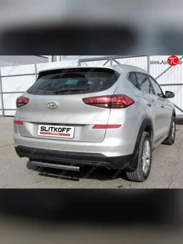 Защита заднего бампера Slitkoff (Turbo, короткая, d57) (Нержавейка) Hyundai Tucson  TL (2018-2021) рестайлинг