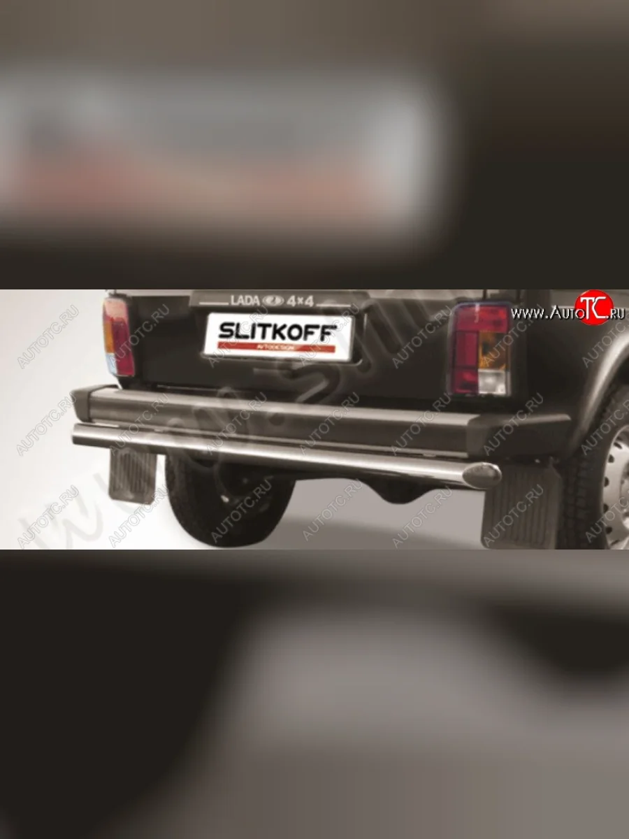 Защита заднего бампера Slitkoff (d57) Лада ВАЗ нива 4х4 2121-80 ФОРА (1995-2011) (Сталь с полимерным покрытием. Цвет: серебристый)  в Керчи Республика Крым