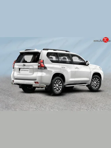 Защита заднего бампера Slitkoff (уголки из 2 труб d76 и 42 мм) (Нержавейка) Toyota Land Cruiser Prado  J150 (2017-2020) 2-ой рестайлинг