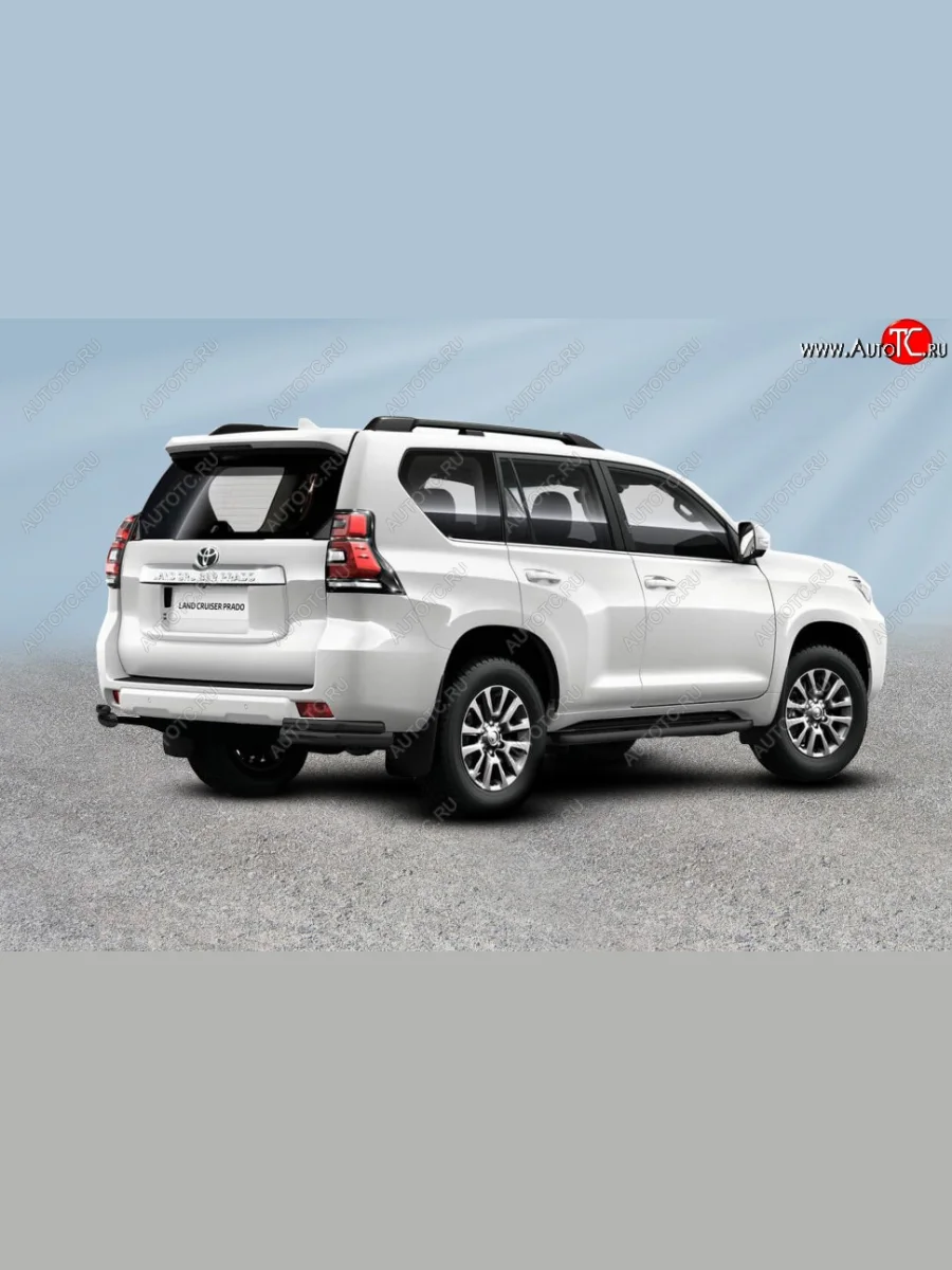 Защита заднего бампера Slitkoff (уголки из 2 труб d76 и 42 мм) Toyota Land Cruiser Prado J150 2-ой рестайлинг (2017-2020) (Сталь с полимерным покрытием. Цвет: чёрный)  в Воронеже Воронежской области