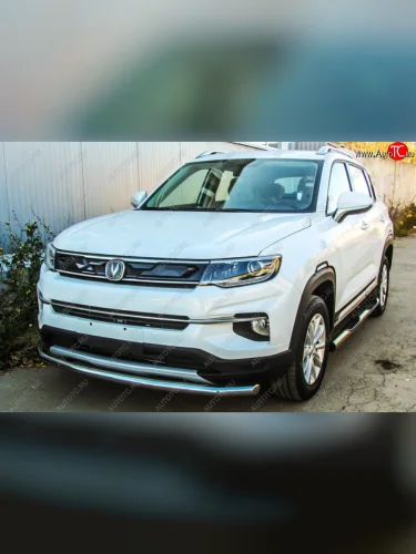 Защита переднего бампера Slitkoff (d57) (Нержавейка) Changan CS35 Plus (2018-2022) дорестайлинг