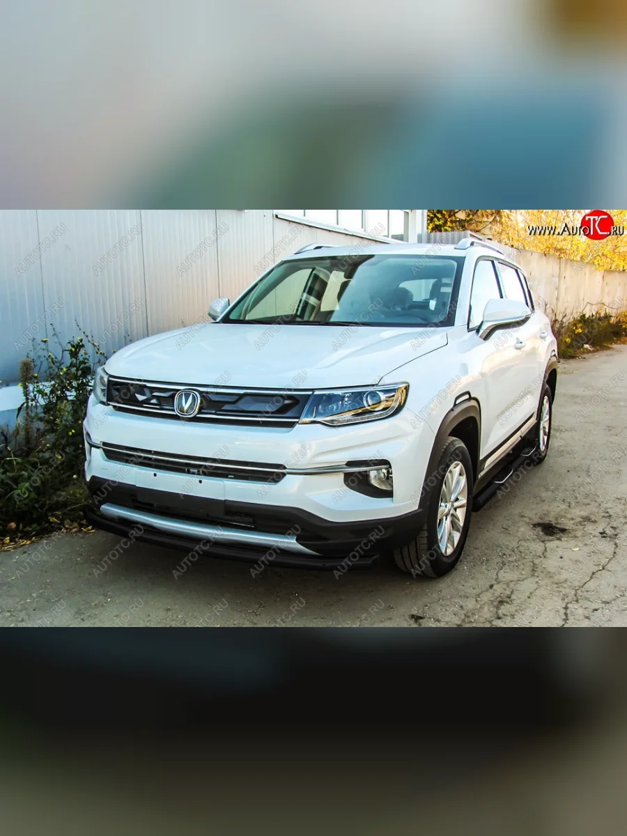 Защита переднего бампера Slitkoff (d57) Changan CS35 Plus дорестайлинг (2018-2022) (Сталь с полимерным покрытием. Цвет: чёрный)  в Самаре Самарской области