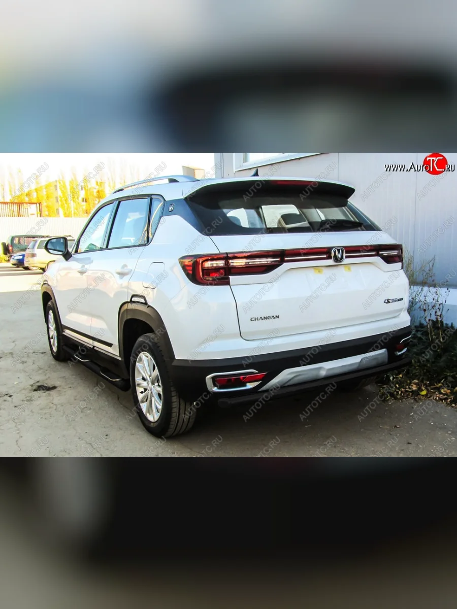 Защита заднего бампера Slitkoff (d57) Changan CS35 Plus дорестайлинг (2018-2022) (Сталь с полимерным покрытием. Цвет: чёрный)  в Керчи Республика Крым