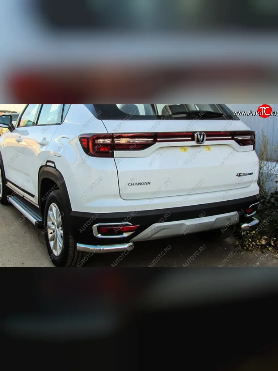 Защита заднего бампера Slitkoff (уголки из 1 трубы d57 мм)  Changan CS35 Plus (2018-2022) (Нержавейка, Полированная)  с доставкой в г. Керчь