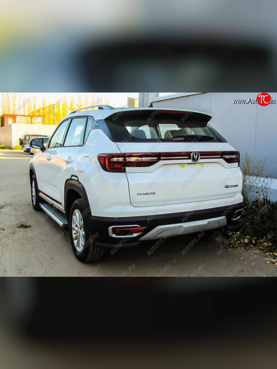 Защита заднего бампера Slitkoff (уголки из 1 трубы d57 мм)  Changan CS35 Plus (2018-2022) (Сталь с полимерным покрытием. Цвет: чёрный)  с доставкой в г. Керчь