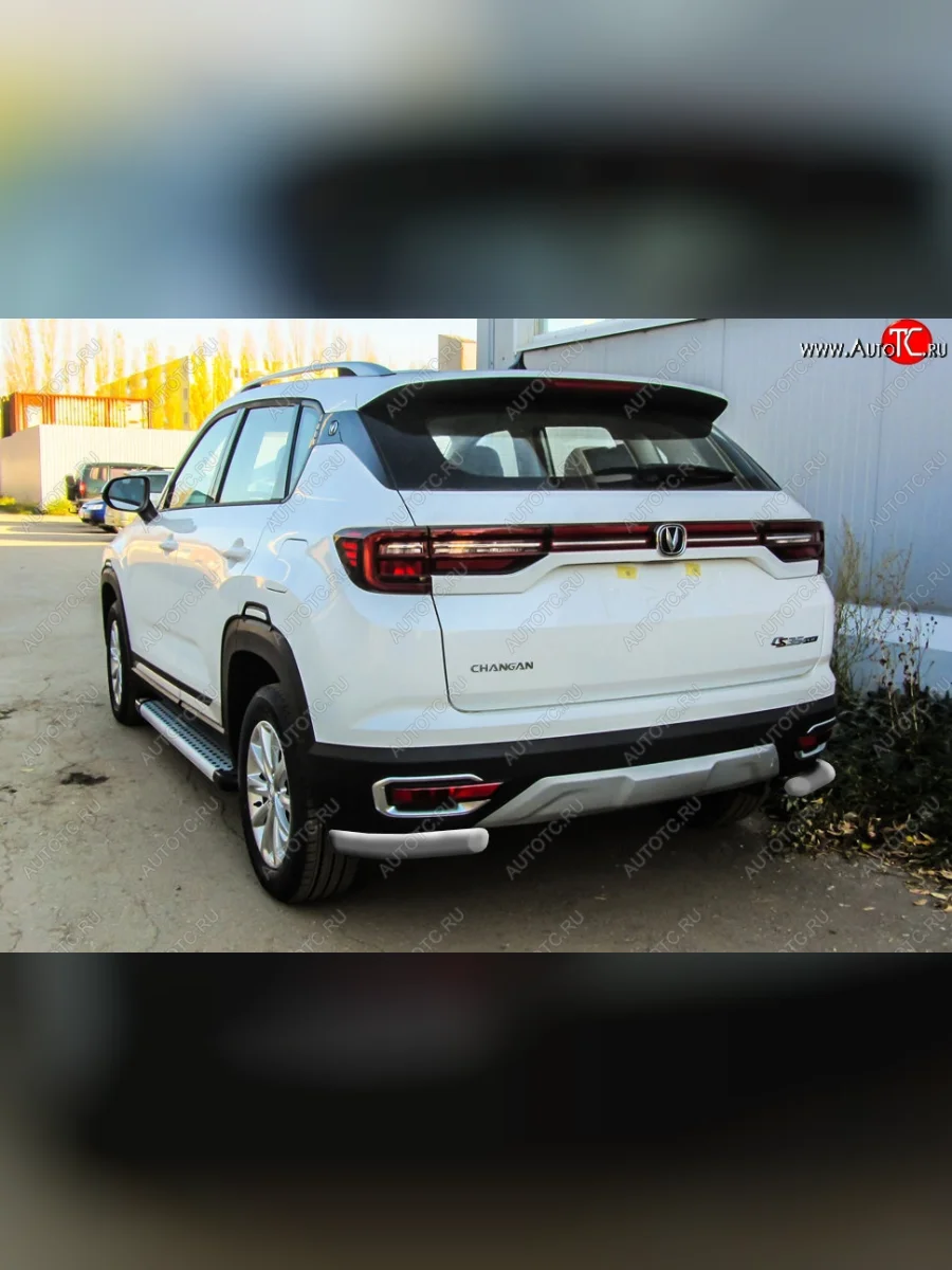 Защита заднего бампера Slitkoff (уголки из 1 трубы d57 мм)  Changan CS35 Plus (2018-2022) (Сталь с полимерным покрытием. Цвет: серебристый)  с доставкой в г. Керчь