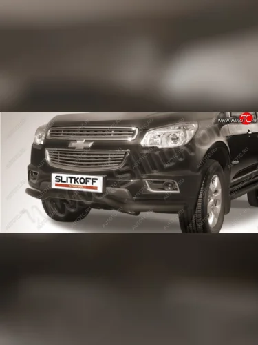 Защита переднего бампера Slitkoff (волна, d57) (Сталь с полимерным покрытием. Цвет: чёрный) Chevrolet Trailblazer  GM800 (2012-2016) дорестайлинг