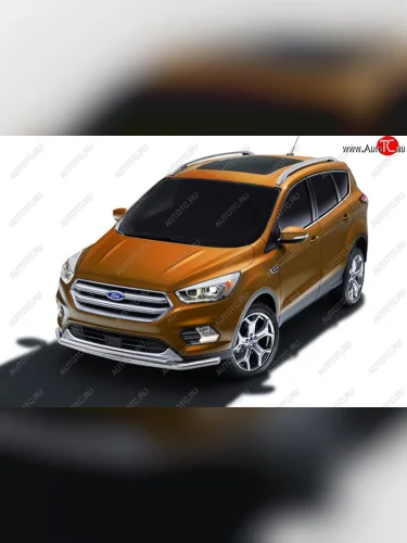 Защита заднего бампера Slitkoff (двойная, d57/42) (Нержавейка) Ford Kuga 2 рестайлинг (2016-2019)