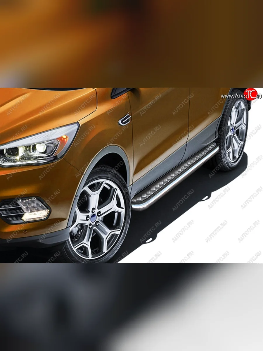 Защита порогов Slitkoff (d57, с листом) Ford Kuga 2 рестайлинг (2016-2019) (Нержавейка)  в Самаре Самарской области