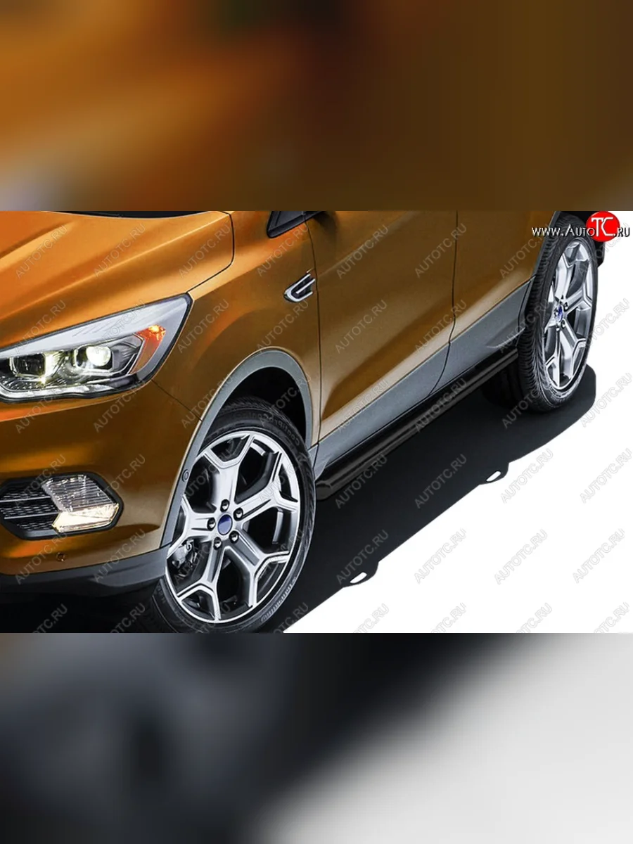 Защита порогов Slitkoff (d57)  Ford Kuga (2016-2019) 2 (Сталь с полимерным покрытием. Цвет: чёрный)  в Самаре Самарской области