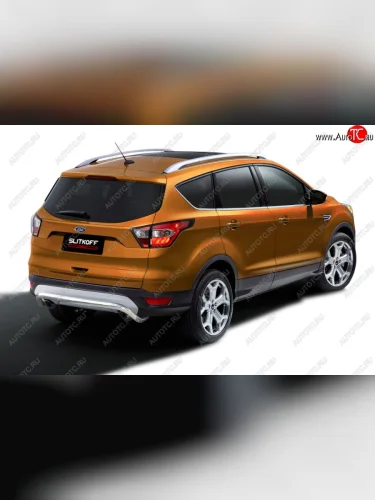 Защита заднего бампера Slitloff (d57, скоба) (Нержавейка) Ford Kuga 2 рестайлинг (2016-2019)