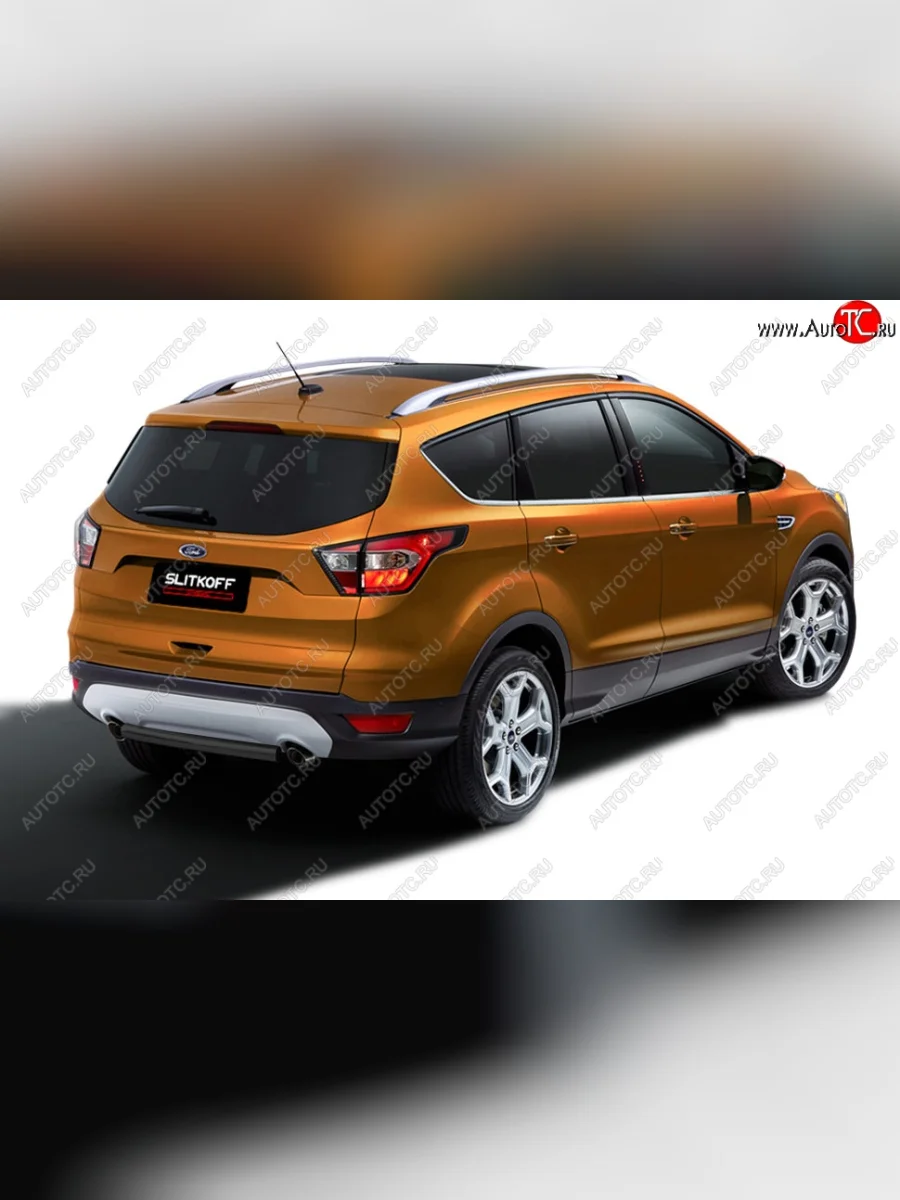 Защита заднего бампера Slitkoff (d57, короткая) Ford Kuga 2 рестайлинг (2016-2019) (Сталь с полимерным покрытием. Цвет: чёрный)  с доставкой в г. Керчь