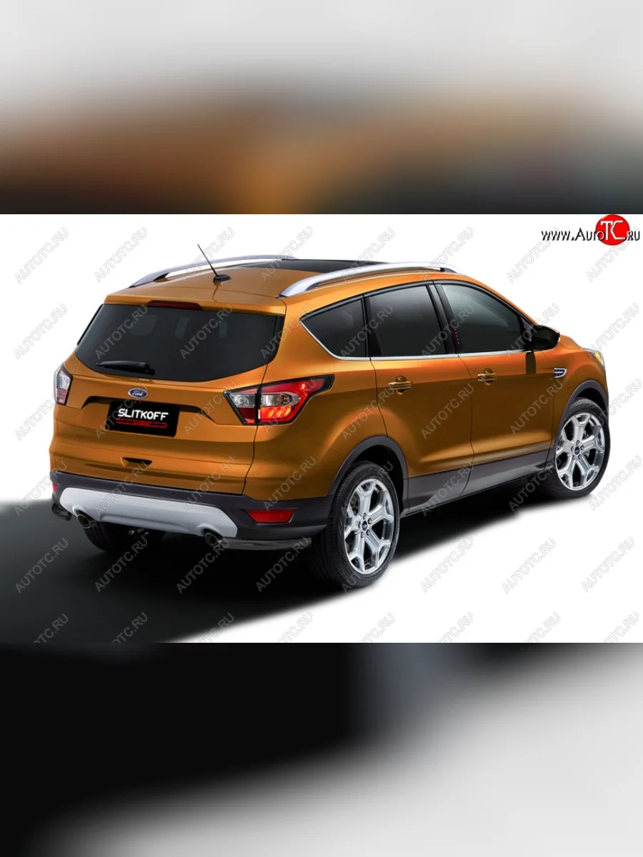 Защита заднего бампера Slitkoff (d57, уголки) Ford Kuga 2 рестайлинг (2016-2019) (Сталь с полимерным покрытием. Цвет: чёрный)  в Самаре Самарской области