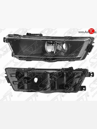 Левая противотуманная фара (чёрная) SAT Skoda Rapid NH1 хэтчбэк дорестайлинг (2012-2017)