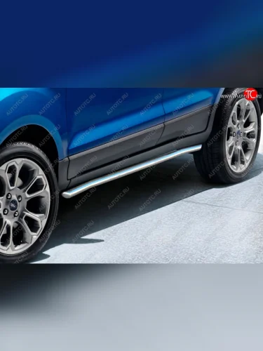 Защита порогов Slitkoff (d57 мм) (Нержавейка) Ford EcoSport B515 рестайлинг (2017-2019)