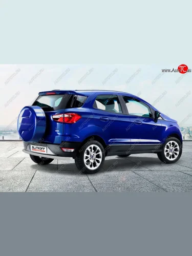 Защита заднего бампера Slitkoff (d57) (Сталь с полимерным покрытием. Цвет: серебристый) Ford EcoSport B515 рестайлинг (2017-2019)