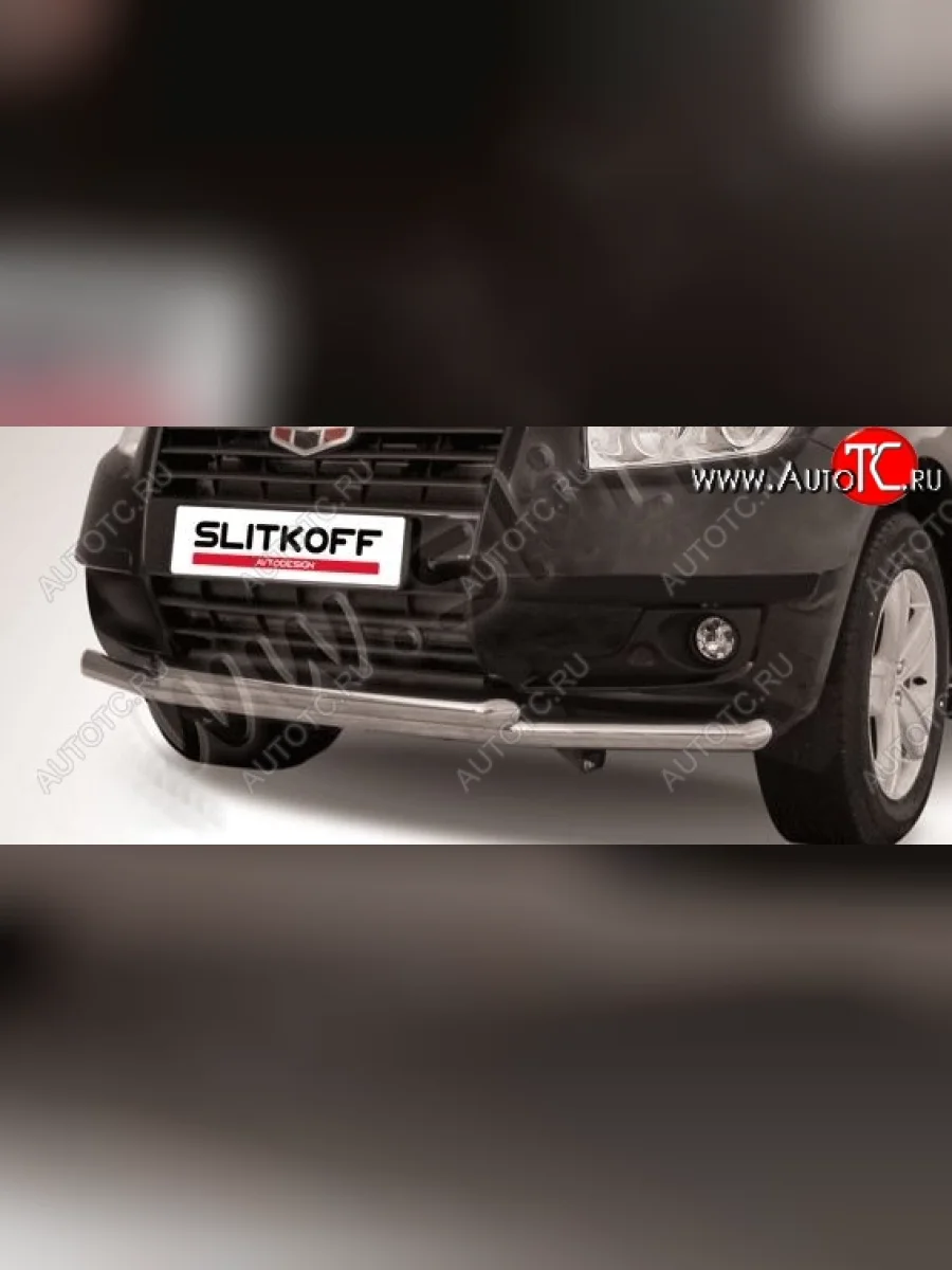 Защита переднего бампера Slitkoff (двойная, d57/57 мм) Geely Emgrand X7 дорестайлинг (2011-2015) (Нержавейка, Полированная)  с доставкой в г. Керчь