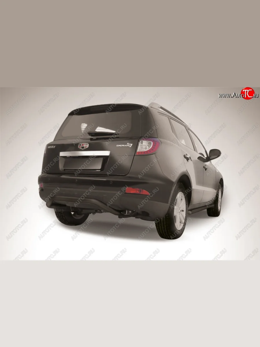 Защита заднего бампера Slitkoff (скоба, d57 мм) Geely Emgrand X7 дорестайлинг (2011-2015) (Сталь с полимерным покрытием. Цвет: чёрный)  с доставкой в г. Керчь