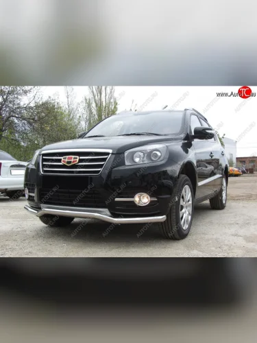 Защита переднего бампера Slitkoff (волна, d57) (Нержавейка) Geely Emgrand X7 1-ый рестайлинг (2015-2018)