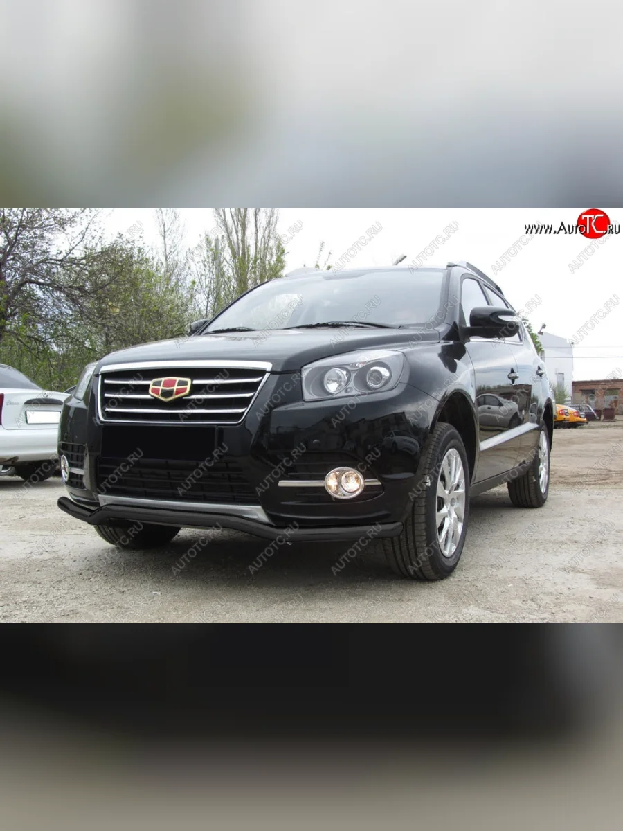 Защита переднего бампера Slitkoff (волна, d57) Geely Emgrand X7 1-ый рестайлинг (2015-2018) (Сталь с полимерным покрытием. Цвет: чёрный)  с доставкой в г. Керчь