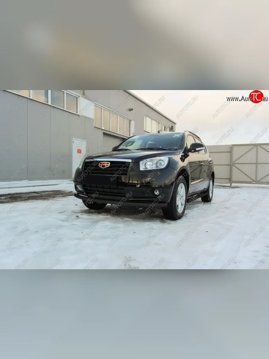 Защита переднего бампера Slitkoff (d57 мм) Geely Emgrand X7 1-ый рестайлинг (2015-2018) (Сталь с полимерным покрытием. Цвет: чёрный)  с доставкой в г. Керчь