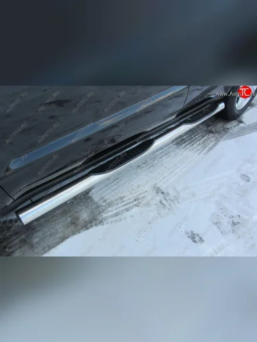 Защита порогов Slitkoff (d76, с проступями) (Нержавейка) Geely Emgrand X7 (2015-2018) 1-ый рестайлинг