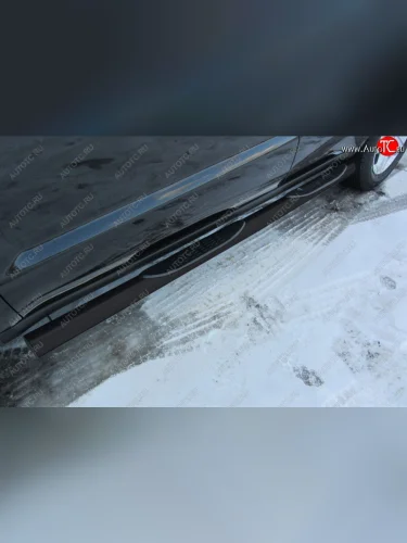 Защита порогов Slitkoff (d76, с проступями) (Сталь с полимерным покрытием. Цвет: чёрный) Geely Emgrand X7 (2015-2018) 1-ый рестайлинг