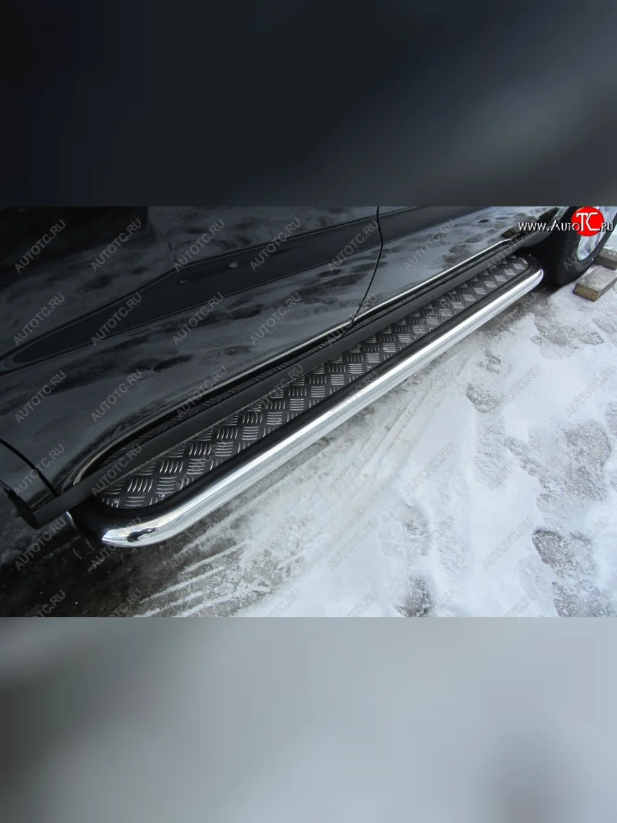 Защита порогов Slitkoff (с листом, d57 мм) Geely Emgrand X7 1-ый рестайлинг (2015-2018) (Нержавейка)  с доставкой в г. Керчь