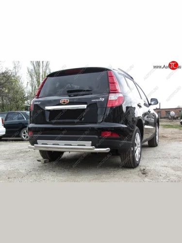 Защита заднего бампера Slitkoff (двойная радиусная, d57/42 мм) (Нержавейка) Geely Emgrand X7 (2015-2018) 1-ый рестайлинг