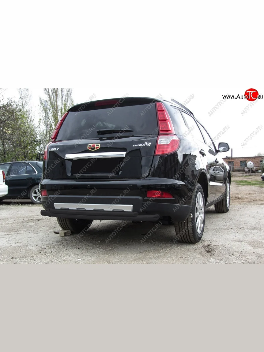 Защита заднего бампера Slitkoff (двойная радиусная, d57/42 мм) Geely Emgrand X7 1-ый рестайлинг (2015-2018) (Сталь с полимерным покрытием. Цвет: чёрный)  в Керчи Республика Крым