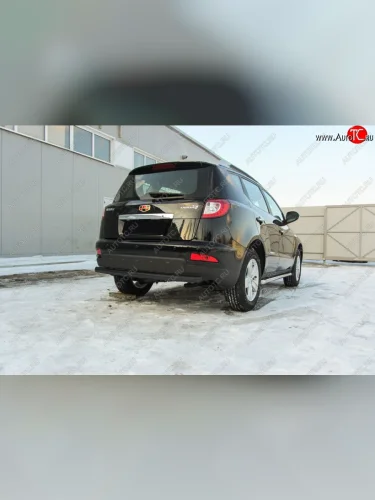 Защита заднего бампера Slitkoff (двойная радиусная, d57/42 мм) (Сталь с полимерным покрытием. Цвет: чёрный) Geely Emgrand X7 (2015-2018) 1-ый рестайлинг