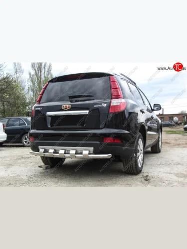 Защита заднего бампера Slitkoff (с декоративными элементами, d57 мм) (Нержавейка) Geely Emgrand X7 (2015-2018) 1-ый рестайлинг