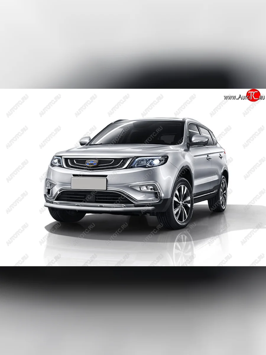 Защита переднего бампера Slitkoff (d57 мм) Geely Atlas NL3 (2016-2022) (Сталь с полимерным покрытием. Цвет: серебристый)  с доставкой в г. Пермь