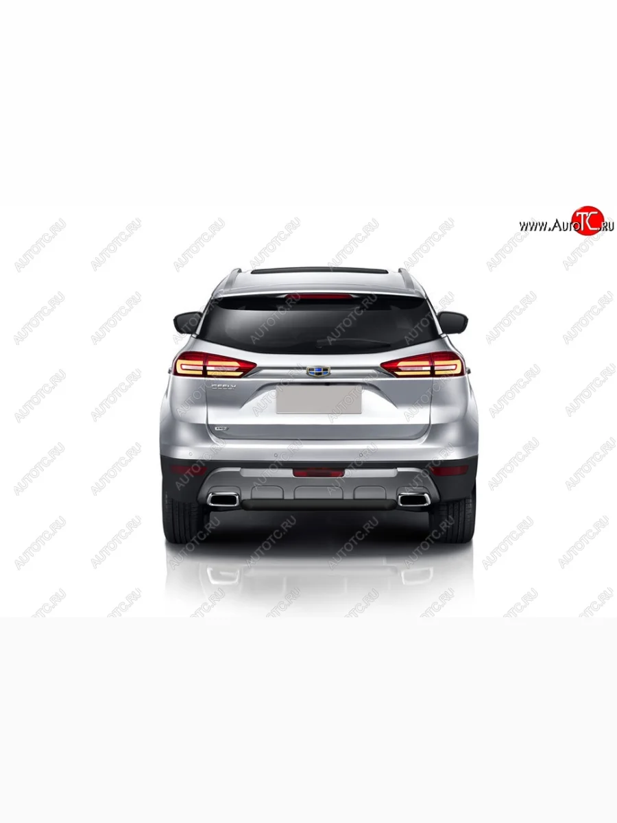 Защита заднего бампера Slitkoff (короткая, d57) Geely Atlas NL3 (2016-2022) (Сталь с полимерным покрытием. Цвет: чёрный)  с доставкой в г. Керчь