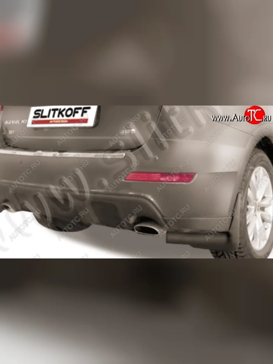 Защита заднего бампера Slitkoff (d57, уголки) Haval H2 (2014-2021) (Сталь с полимерным покрытием. Цвет: чёрный)  с доставкой в г. Керчь