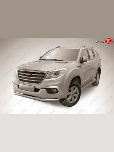Защита переднего бампера Slitkoff (d57 мм) (Нержавеющая сталь) Haval H9 (2017-2019) 1-ый рестайлинг