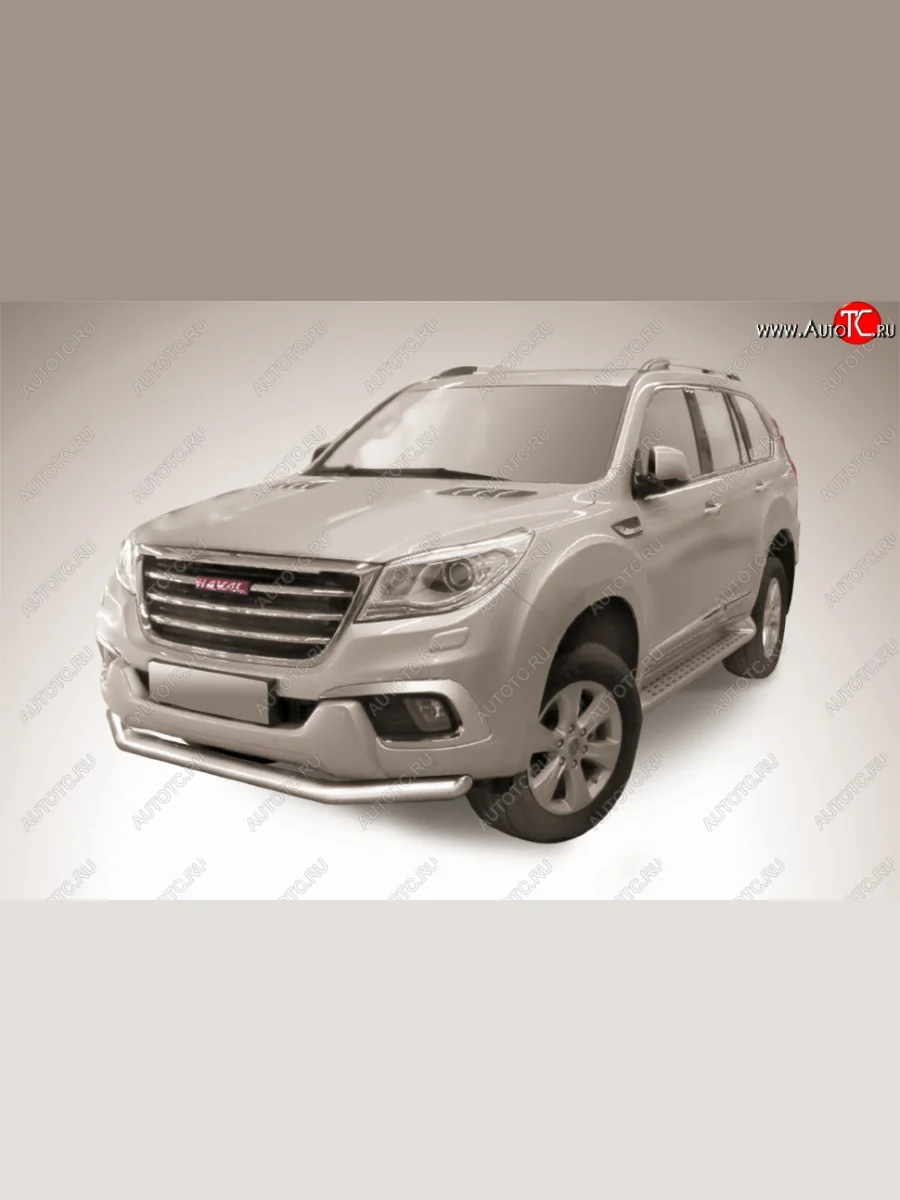 Защита переднего бампера Slitkoff (d76 мм) Haval H9 1-ый рестайлинг (2017-2019) (Нержавеющая сталь)  в Керчи Республика Крым
