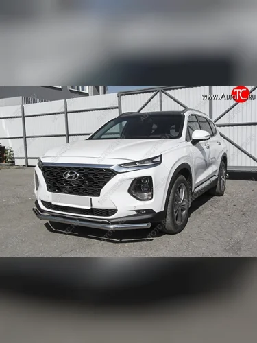 Защита переднего бампера Slitkoff (d57 мм) (Нержавейка) Hyundai Santa Fe  TM (2018-2021) дорестайлинг