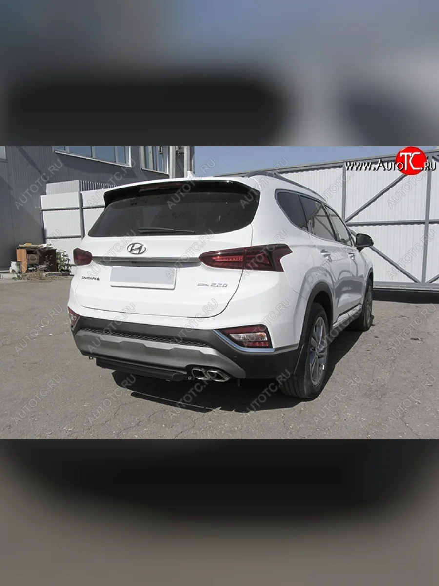 Защита заднего бампера Slitkoff (d57 мм)  Hyundai Santa Fe (2018-2021) TM (Сталь с полимерным покрытием. Цвет: чёрный)  в Самаре Самарской области