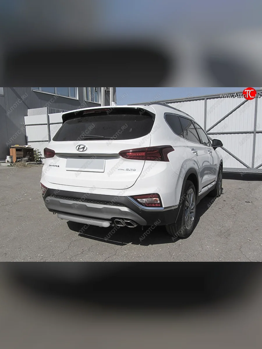 Защита заднего бампера Slitkoff (d57 мм)  Hyundai Santa Fe (2018-2021) TM (Сталь с полимерным покрытием. Цвет: серебристый)  в Самаре Самарской области